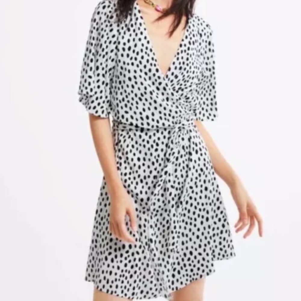 Zara Black and White Polka Dot Mini Dress